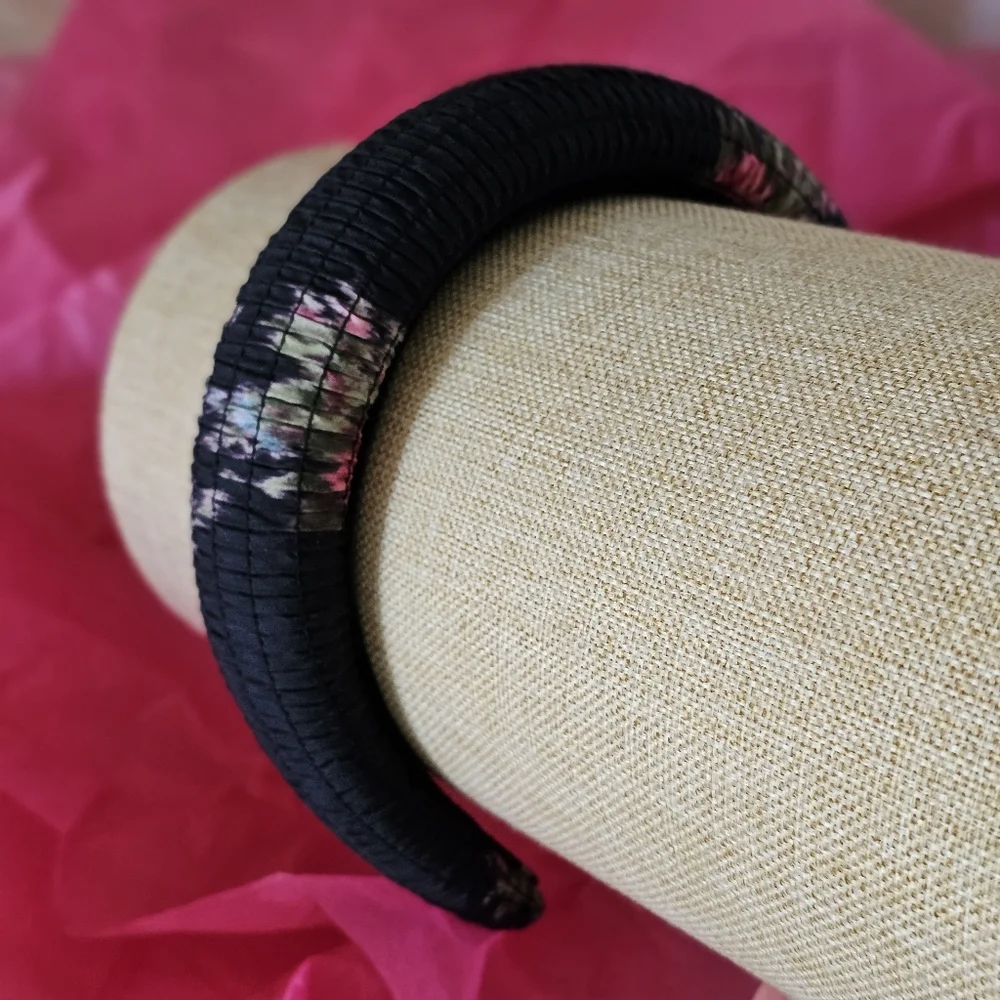 Lele Sadoughi x Loveshackfancy Black Coffee Padded Headband Shirred Floral